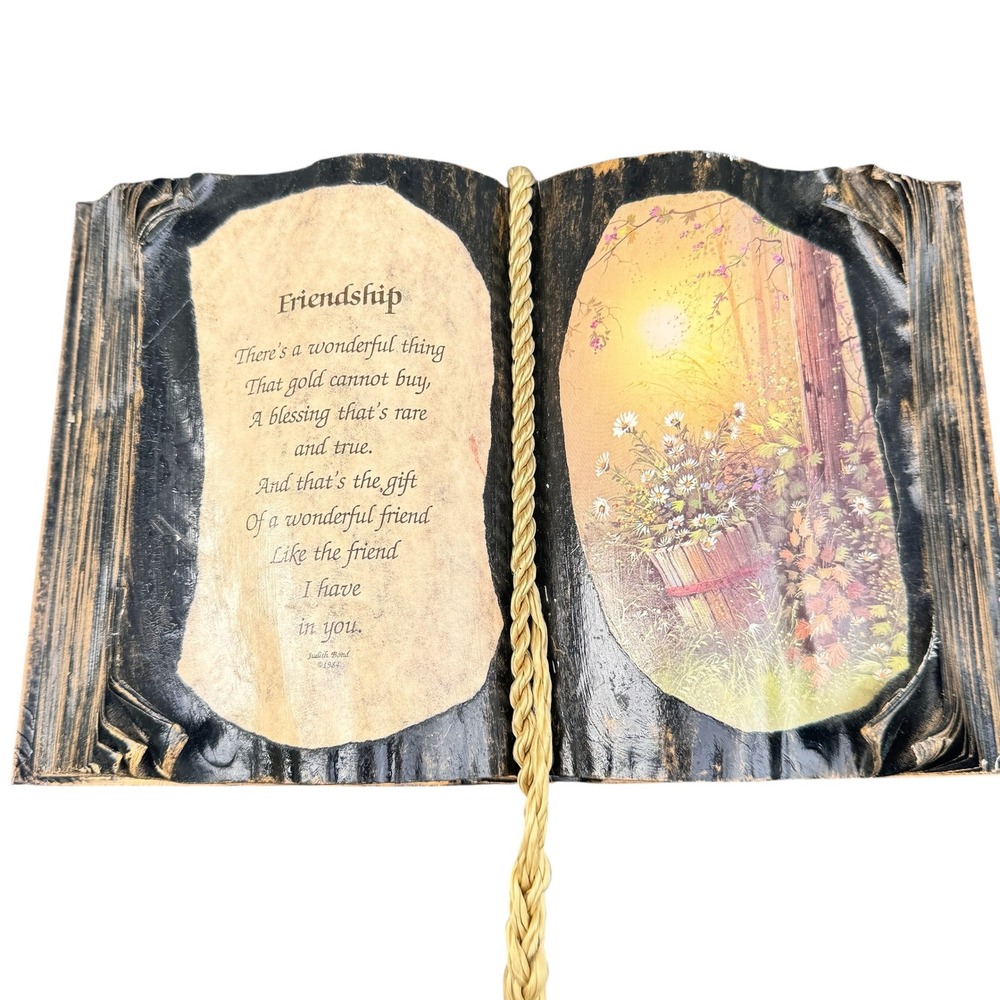 Vintage Judith Bond Friendship Poem Book Plaque Floral Art 1984 Decor